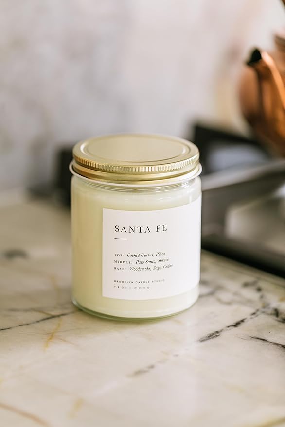 Brooklyn Candle Studio Santa Fe Jar Candle - Luxury Scented Candle, Vegan Soy Wax, Hand Poured in The USA, 50 Hour Slow Burn Time - 7.5oz