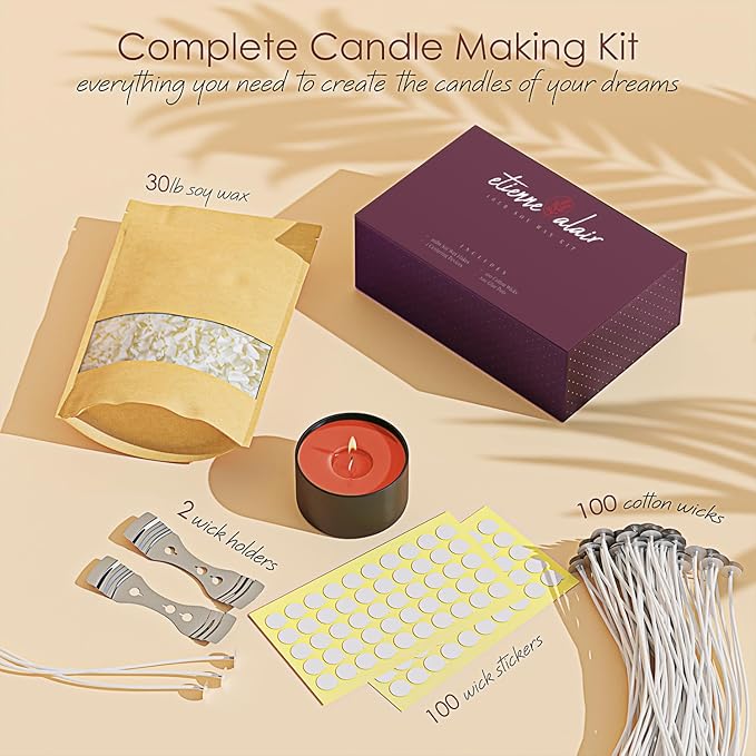 Etienne Alair Organic Soy Candle Wax for Candle Making, 30 lbs Natural Candles Making Supplies, Beeswax-Free, Paraffin-Free, Pure Soy Wax Flakes Perfect for Candles, Tealights and Melts