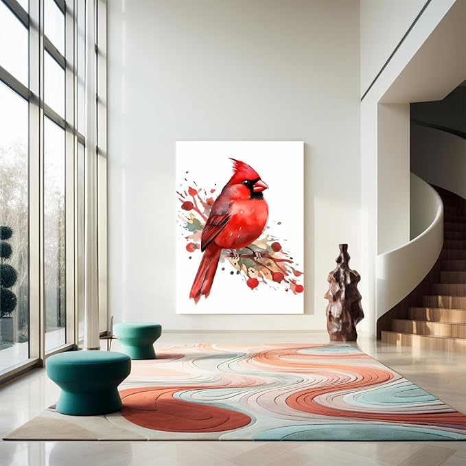 GUAIEUW Proud Red Bird Diamond Painting Kit for Adults, Full Round Diamond Cardinal Bird 5D Diamond Painting DIY Art Crafts for Winter Home Wall Decor Holiday Gift 20x24 Inch
