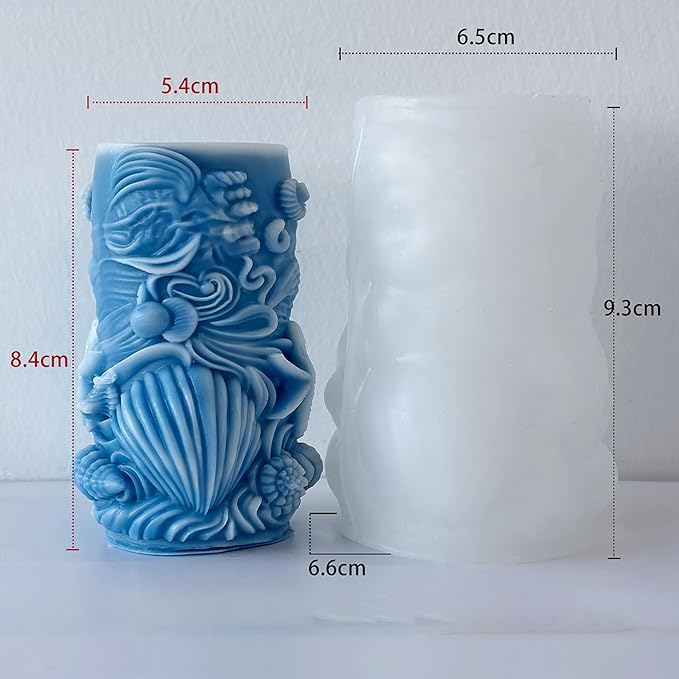 Ocean Animal Cylinder Candle & Resin Mold - Resin Casting Silicone Molds for Home Decor & Candle Making Wave Spiral Mold