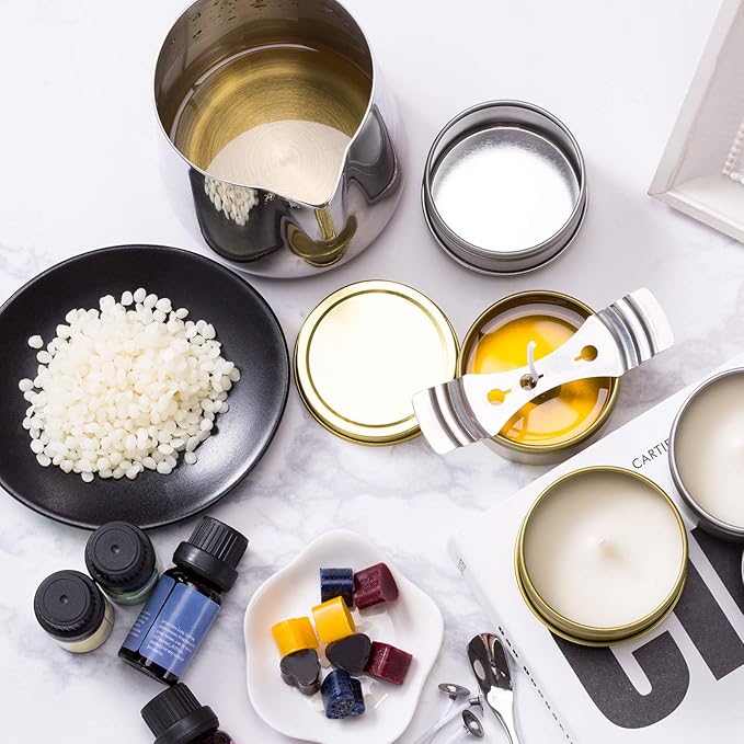 All Inclusive Candle Making Kit with Wax Melter Beeswax Scents Tins Labels Wicks Dyes for All Level Diyers