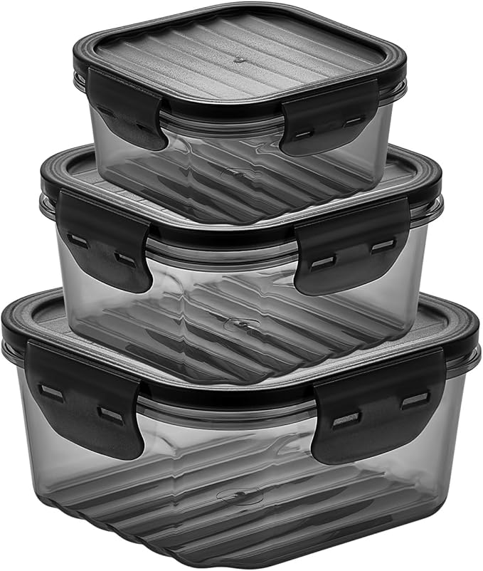 12-Piece Food Storage Container Set – Airtight, Leakproof, BPA-Free Plastic Storage Boxes with Locking Lids – Stackable Meal Prep Containers, Microwave, Freezer & Dishwasher Safe