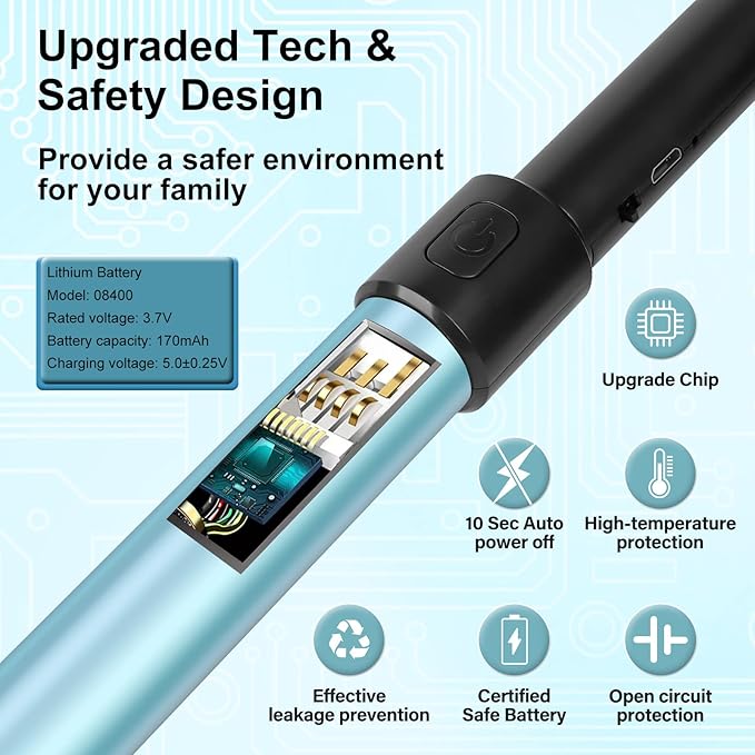 Navpeak Candle Arc Lighters Long Flexible Neck 70cm Rechargeable Telescopic Electric Flameless Lighter for Kitchen Fireplace Pilot Light BBQ Stove (Blue)