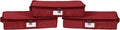 Covermates Keepsakes Zip-Top Storage Box Set, 3 Pack Heavy Duty Polyester Organizer Bins, Stackable Design, ID Window, Reinforced Handles, Closet Home Storage, Red Heather