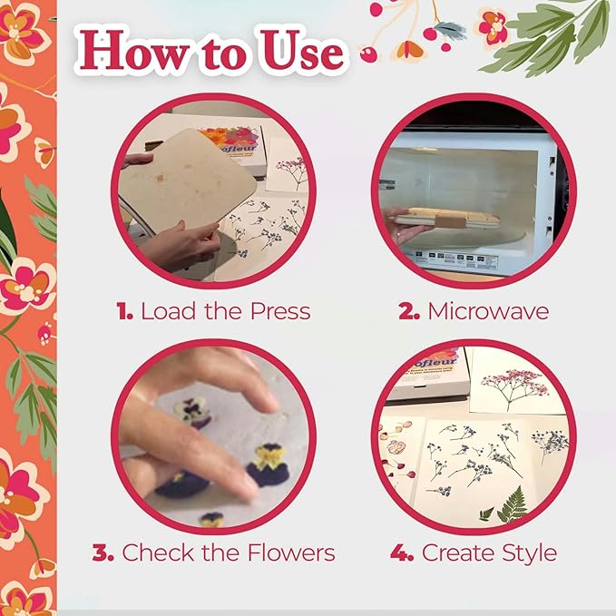 Microfleur - Max Microwave Flower Press Refill Pack - Floral Art Crafting Accessory, Creative Pressing, DIY Handicrafts Creations for Plant Lovers, Replacement Washable Cotton Liners - 9" (23 cm)