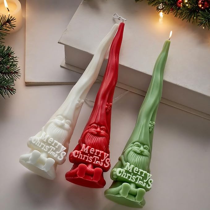 Gnome Santa Candle Silicone Molds Resin Casting Mould for DIY Christmas Candle Making Polymer Clay Craft Plaster Home Decoration