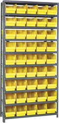 Quantum Storage Systems 1275-202YL Store More Steel Shelving Unit with 6" Shelf Bins, 12" D x 36" W x 75" H, Yellow