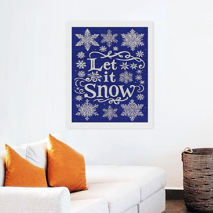 AIVKIEJK Diamond Painting Kits for Adults - Festive Snowflake Christmas Let It Snow Painting DIY 5D Full Drill Diamond Dots Paintings with Diamonds Gem Art and Crafts Home Decor 16"x20"