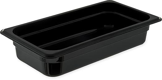 Carlisle FoodService Products Storplus High Heat Food Pan Steam Table Pan, Chafing Pan for Catering, Buffets, Restaurants, High Heat Plastic, 1/3 Size 2.5 Inches Deep, Black, (Pack of 6)