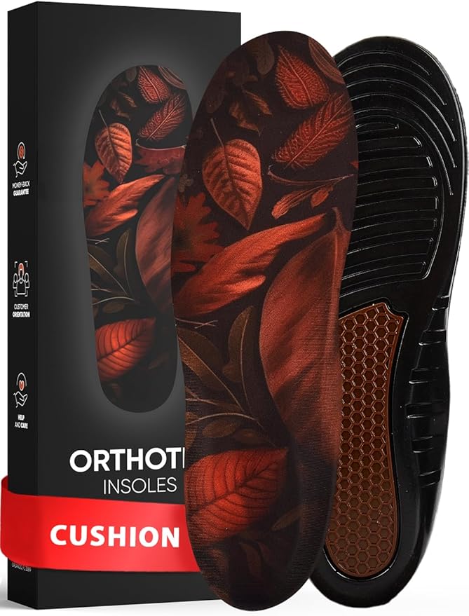 CRUVHEAL Work Comfort Orthotic Insoles - Anti Fatigue Shoe Insert Men Women - Low Arch Support - Shock Absorption - Foot Pain Relief - Work Boot Insoles (M, Brown)