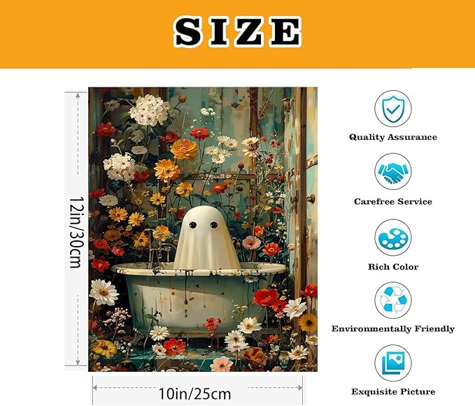VIGEGU Ghost Flower Paint by Numbers Kit for Adults with Framed,Halloween Paint by Number DIY Acrylic Adult Paint by Number Kits for Wall Decor 10x12in