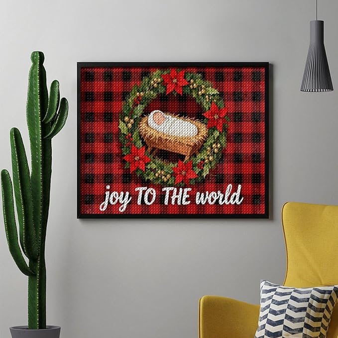 AIVKIEJK Diamond Painting Kits for Adults - Faith Christmas World Joy Painting DIY 5D Full Drill Diamond Dots Paintings with Diamonds Gem Art and Crafts Home Decor 16"x20"