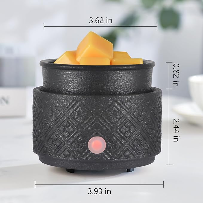 MOCOSA Wax Melt Warmer for Scented Wax,3-in-1Ceramic Wax Warmer Fragrances Candle Oils, Home Fragrance Burner,Electric Candle Warmer for Mom Women(Black)