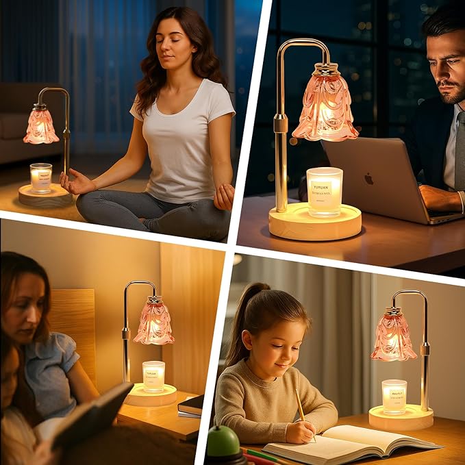 Candle Warmer Lamp with Timer Electric Adjustable Height Candle Warmer Dimmable Wax Warmer Lamp Jar Candles with 2 Bulbs for Home Decor & Office