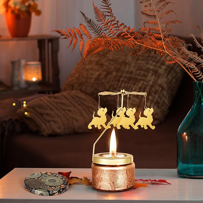 Candle Gifts for Women, Mom, Wife, Girlfriend, Sister, Her, Female Friends, Gifts for Women Birthday Unique, Mothers Day Gift, Anniversary Rotating Candles Gift for Woman (Dog)