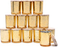SHOWIN Thick Candle Jars for Making Candles 12 Pcs, 7 OZ Empty Jars with Wood Lids for Candle Making, Sample Container, Gold