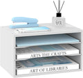 SUPEASY Wood Desk Organizer, 3 Tier Paper File Organizer for Desk, Wooden Desktop Organizer, Paper Letter Literature Mail Sorter, for Office School & Home Organization, White