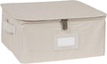 Covermates Keepsakes Zip-Top Storage Box Set, 3 Pack Heavy Duty Polyester Organizer Bins, Stackable Design, ID Window, Reinforced Handles, Closet Home Storage, Beige Heather