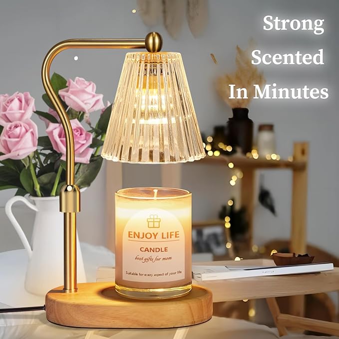 seenlast Candle Warmer Lamp with 8 Colors LED Changing,with Timer Dimmer Adjustable Height,Mothers Day Gifts,Vintage Home Decor