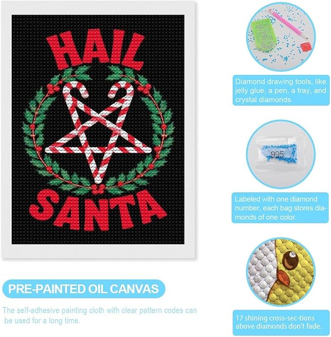 AIVKIEJK Diamond Painting Kits for Adults - Hail Santa Christmas Painting DIY 5D Full Drill Diamond Dots Paintings with Diamonds Gem Art and Crafts Home Decor 12"x16"