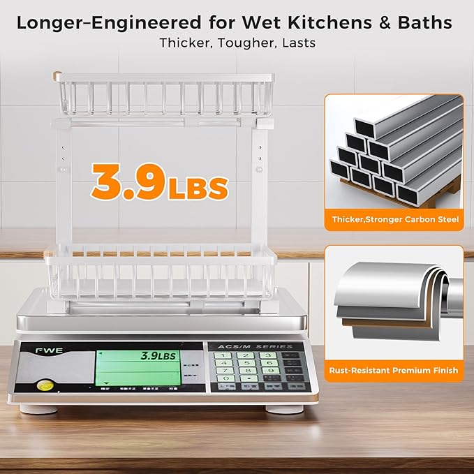 Under Sink Organizer,2 Pack Under Kitchen Sink Organizer,2 Tier Sliding-Out,5 Level Height Adjustable,Thickened Carbon Steel,Anti-Rust Treatment,for Kitchen Bathroom Black