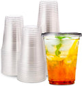 [1000 SET]Harvest Pack 16 oz Iced Coffee Cup, Ultra Clear Plastic Cold Cups with Flat Lids, Disposable Wedding Party Drinking Cups Tumblers, Iced Coffee Beer Juice Cold Beverage
