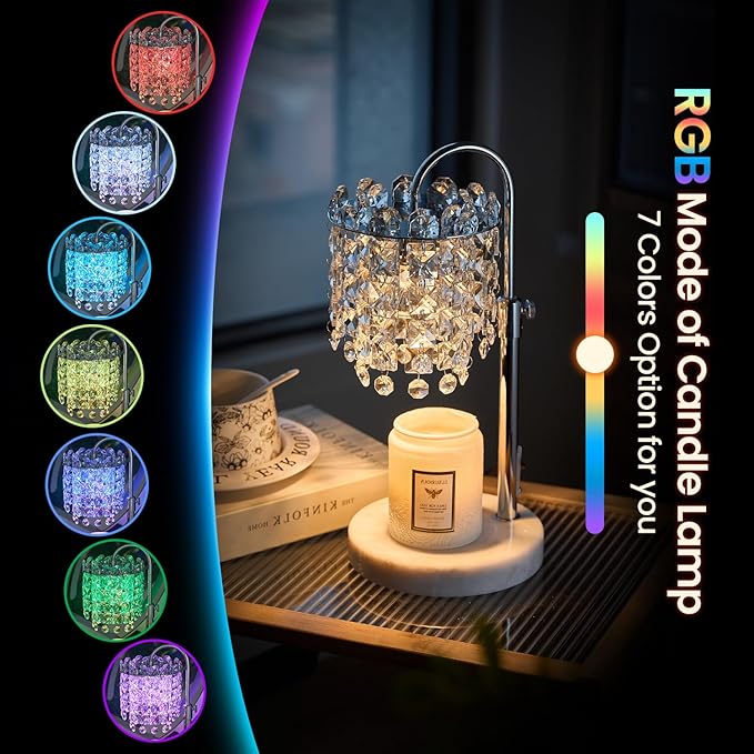 Candle Warmer Lamp with Timer Dimmer Adjustable Height for New Home Bedroom,Vintage Home Decor for Scented JaR 3 Bulbs for New Home Decor, Women Mom Christmas Birthday Gifts,RGB Silver (RGB Silver)