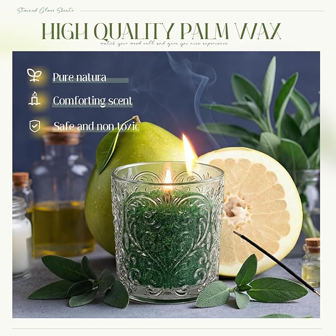 Pearled Scented Candle 2.2 lb Sand Wax Scented Sand Candle Mother's Day Kit for Women Love Gifts with Box 50 Wicks for Mother's Day Wife Couples Mother(Emerald Green,Sage Grapefruit)