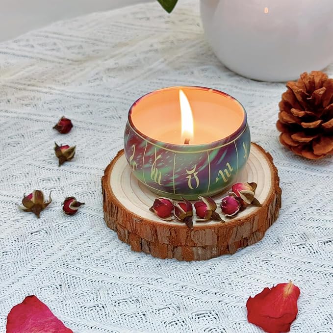 Phinicco 24 pcs 2.5oz Candle Tins Candle Making Jars Empty Candle Jars with Lids Candles Tin Candle Containers Small Candle Jars (6 Patterns)