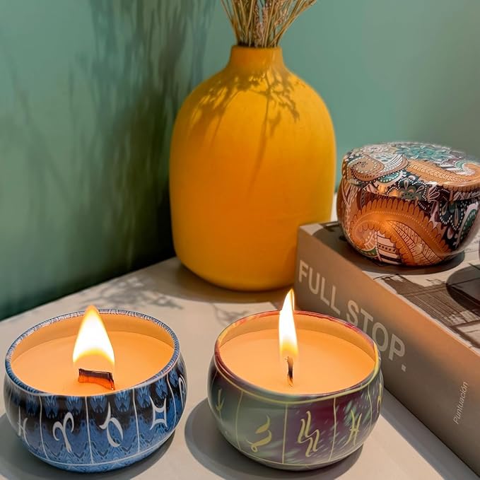24 pcs 12 Constellation Patterns Candle Tins for Candle Making Empty Candle Jars with Lids