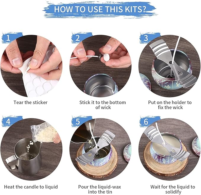 DIY Wax Candle Making kit, DIY Beginner Candle Kit Soy Candles Manufacturing Candle Plug Boxes Spoon and Media TH0JY-1210