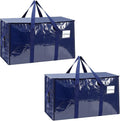 2-Pack Extra-Large Heavy-Duty Storage Totes with Reinforced Handles, Durable Zippers & Waterproof Material — Perfect for Space-Saving, Moving, Shipping and Travel (Blue)