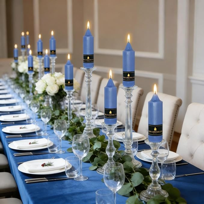 5 inch Short Taper Candle 4 Pack Handmade Haze Blue Candles Unscented Smokeless Pastel Candlesticks for Holiday Wedding Dinner Party Seasonal Celebration Birthday Home Decoration