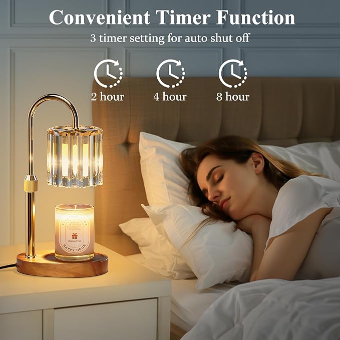 Lukasa Candle Warmer Lamp, with Timer Dimmer Adjustable Height, Home Decor, Room Decor, Wax Melt Warmer for Candles, Gifts for Mom, Birthday Gifts for Women