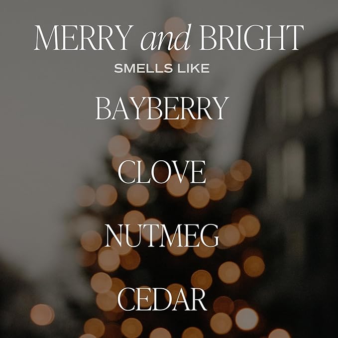 Sweet Water Decor Merry and Bright Candle - Bayberry, Fir, Nutmeg, and Clove Winter Non Toxic Christmas Scented Soy Candles for Home - 9oz Amber Jar, 40 Hour Burn Time, Made in The USA