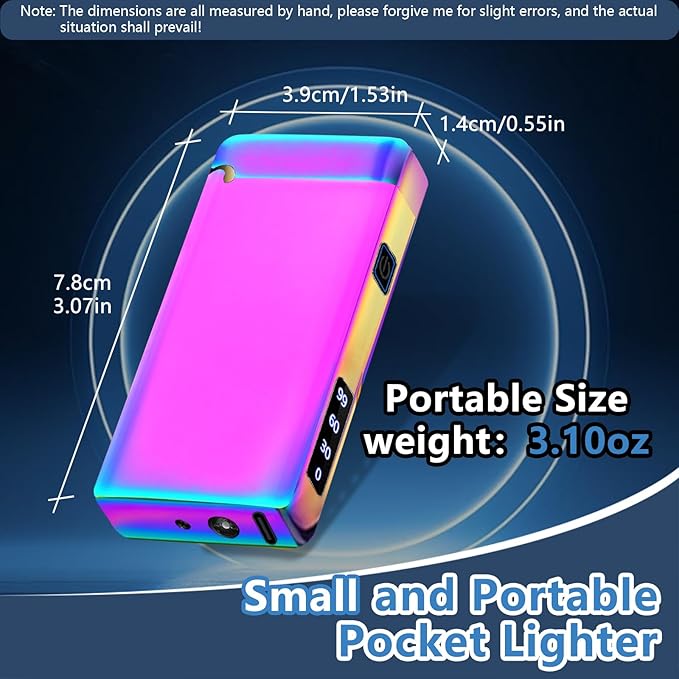 Electric Arc Lighter Rechargeable USB C Lighter Plasma Torch Windproof Big Lighters Unique Cool Lighters with Upgraded Secure Battery LED Flashlight for Camping, BBQ, Travelling (Ice Colorful)