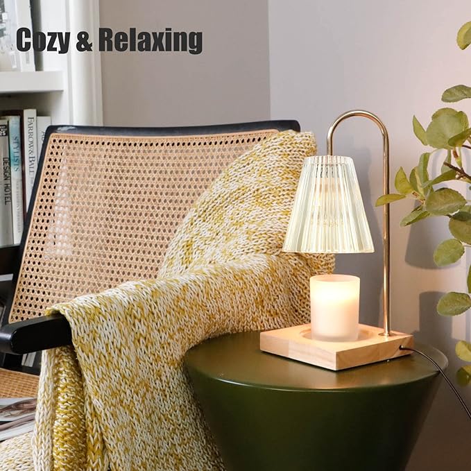 Candle Warmer Lamp with Timer, Vintage Electric Candle Lamp Warmer, Mothers Day Presents for Mom, House Warming Decor, Dimmable Candle Melter for Scented Wax, Clear