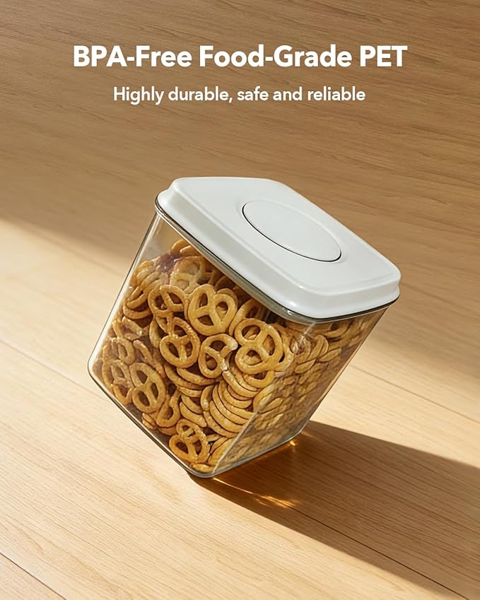 Airtight Food Containers Set with One-Touch Lid, Mixed Size Set (2.8 Qt *2+ 4.2 Qt *4) with Scoop, Stackable Jars for Complete Kitchen Organization