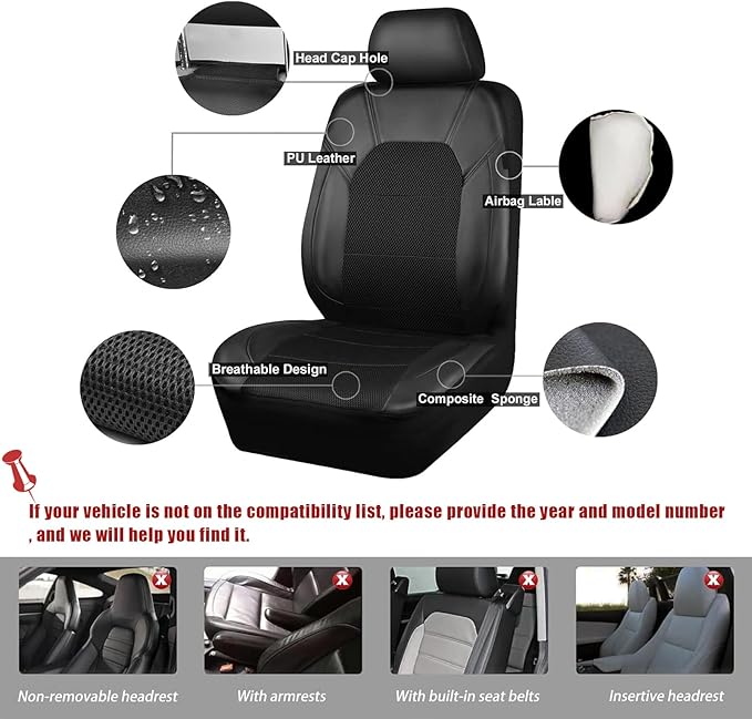 5 Seats Car Seat Covers Full Set for Volkswagen Taos S/SE/SEL/R-Line, Water & Wear Resistant Leather Automotive Seat Cover, Breathable Car Interior Protectors Cushion,B Grey