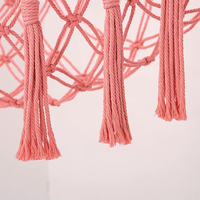 MAKEONEWO Stuffed Animal Toy Hammock Hanging-Handmade Large Pink Macrame Organizer Display Corner Plush Toys Net Holder for Boho Girl Nursery Playroom Bedroom Kids Room Storage, 1 Pack