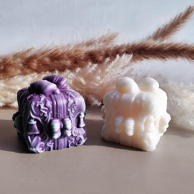 Wehous 2PCS Gift Box Candle Molds, Delicate Christmas Bell Embossed Silicone Molds for Candle Soap Wax Epoxy Resin, Holiday Fondant Chocolate Cake Dessert Mold, Christmas Ornament Art Craft Mold