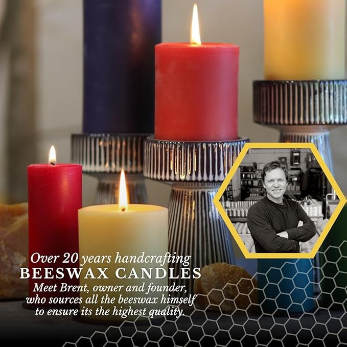 Big Dipper Wax Works Red Pillar Candle, 3” x 6” – 100% Pure Beeswax, 90-Hour Burn – Natural Honey Aroma, Non-Toxic, Eco-Friendly, Clean-Burning Candle for Home, Holidays & Decor