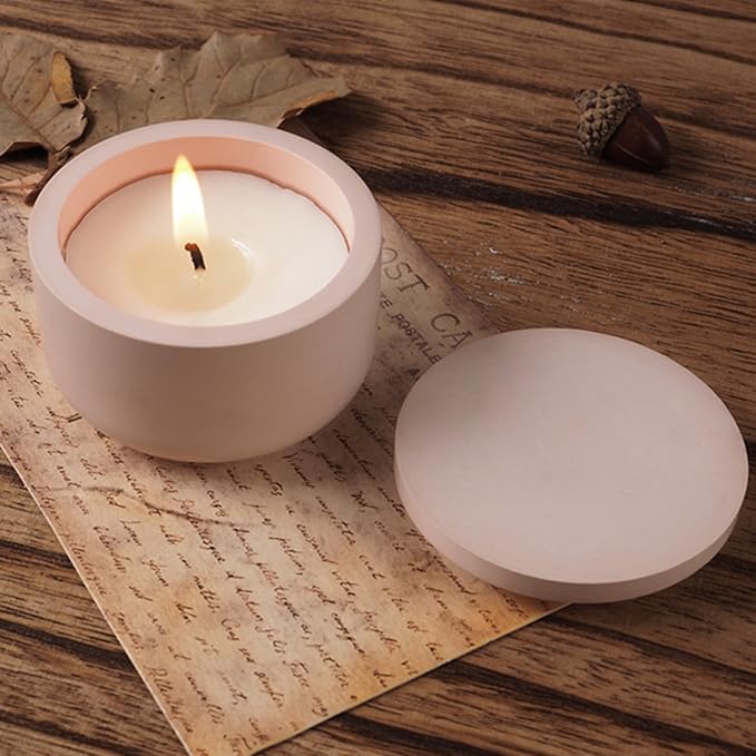 2 Sizes Candle Jar Molds, Silicone Concrete for Candle Holder with Lids, Candles Resin Mould Epoxy Resin Casting DIY for Candle Making Supplies Scented Candles Soaps Making