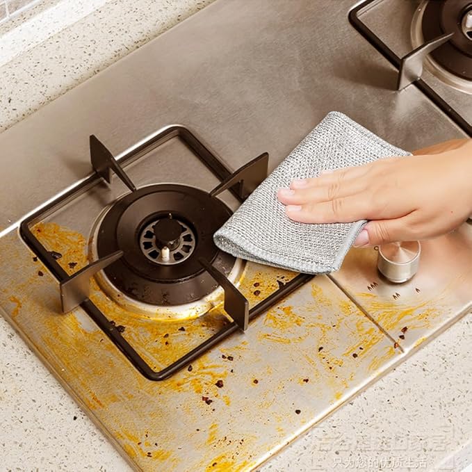Pousbo Multipurpose Wire Dish Rags, Premium Scrubbing Non-Scratch Wire Dishcloths for Dishes, Sinks (10)