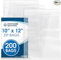 Spartan Industrial - 10” X 12” (200 Count) 2 Mil Clear Reclosable Zip Plastic Poly Bags with Resealable Lock Seal Zipper