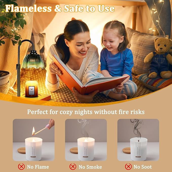YGS-Tech Candle Warmer Lamp with Timer Dimmer, Height Adjustable Candle Warmer Lamp for Jar Candles, Birthday Gifts for Women Mom, House Warming Gifts New Home Decor
