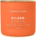 Colonial Candle Gilded Pumpkin Scented Jar Candle, Pop of Color Collection, 3 Wick, Orange, 14.5 oz - Up to 60 Hours Burn
