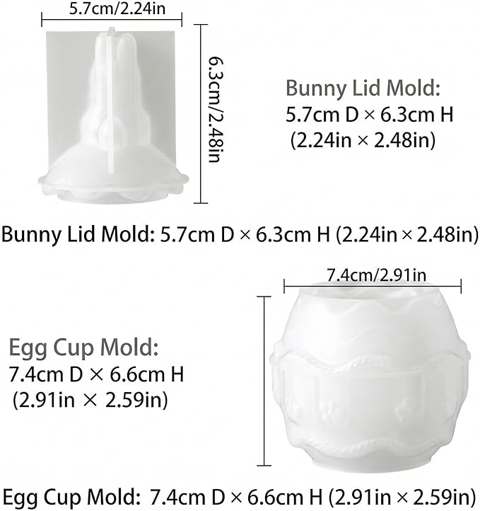 Easter Bunny Egg Candle Jar Silicone Mold, 3D Rabbit Egg Resin Mold with Base for DIY Candle Vessel, Storage Cup, Desktop Decor & Festival Craft Making