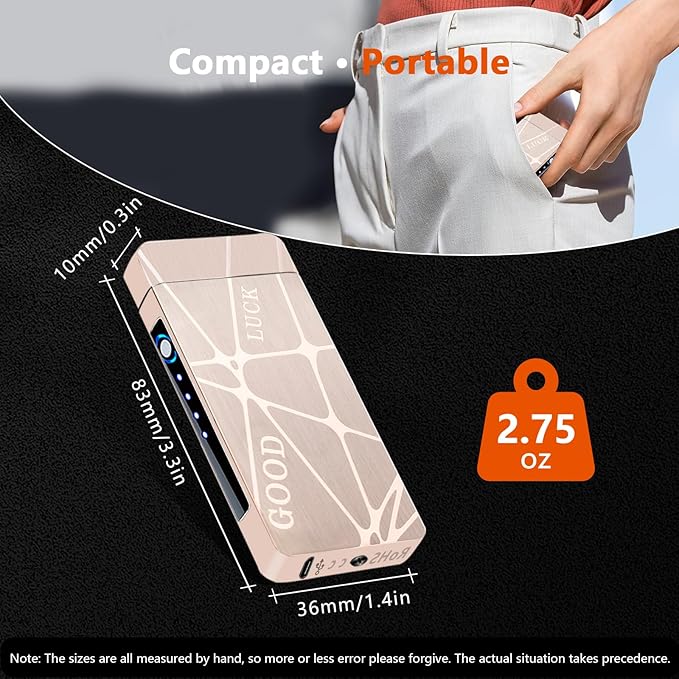 GADATOP Vintage Lighter Rechargeable Arc Flame Cool Design Electric Lighters with LED Battery Indicator and Packaging Box for Camping Hiking Travel Essentials (Charcoal)