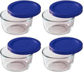 Pyrex 7202 1-Cup Glass Bowl & 7202-PC Cadet Blue Lid (4-Pack) - Made in USA